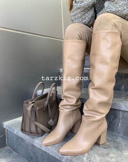 MOCHA KARAMEL DİZ ALTI ÇİZME